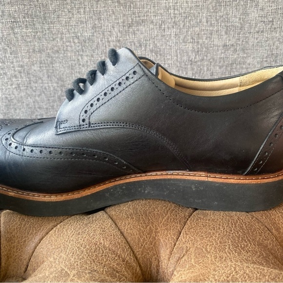 Samuel Hubbard Tipping Point Black Leather Wingtip Oxford Shoes Vibram Sole 10